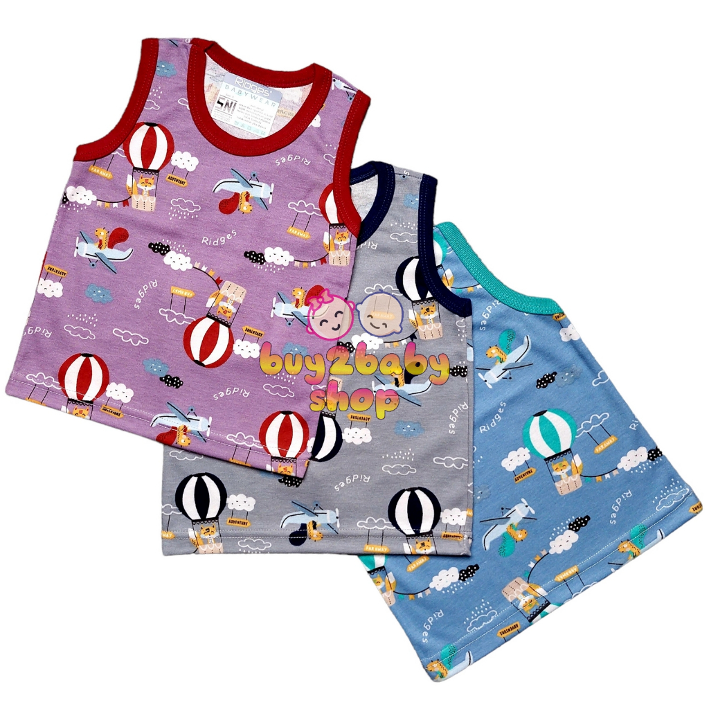 3 PCS Singlet anak bayi kaos lengan kutung Ridges Limeted Edition usia 0-2 Tahun 1-3 PCS