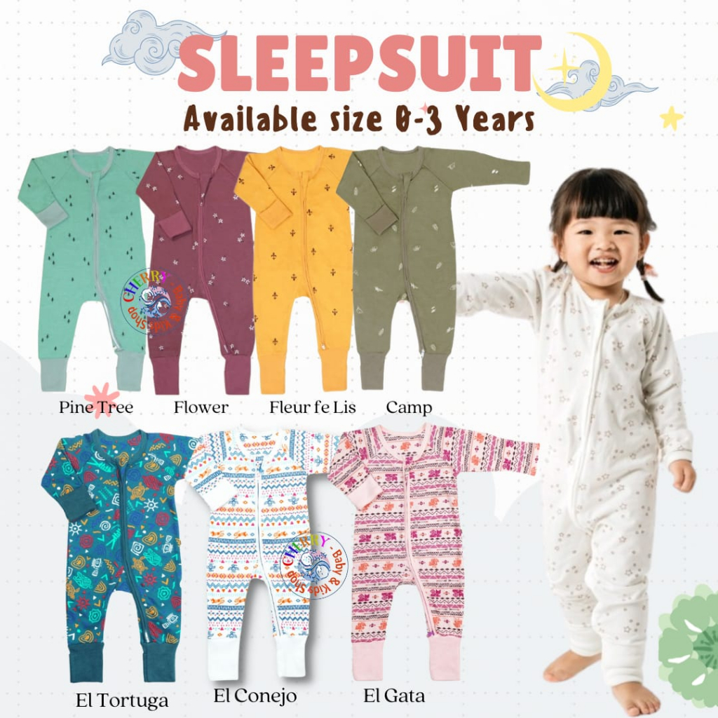 Sleepsuit Nature Series Bonbinzoo 0M - 3Y Jumper Panjang Anak Bodysuit Panjang Unisex Adem Lembut CBKS SO