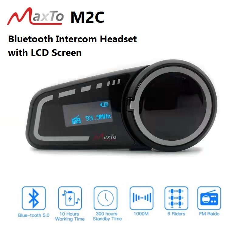 MAXTO M2C - Motorcycle Helmet Bluetooth Intercom - Intercom + Bluetooth Headset Untuk Pengendara Motor - Bisa Terkoneksi hingga 6 Intercom Sekaligus