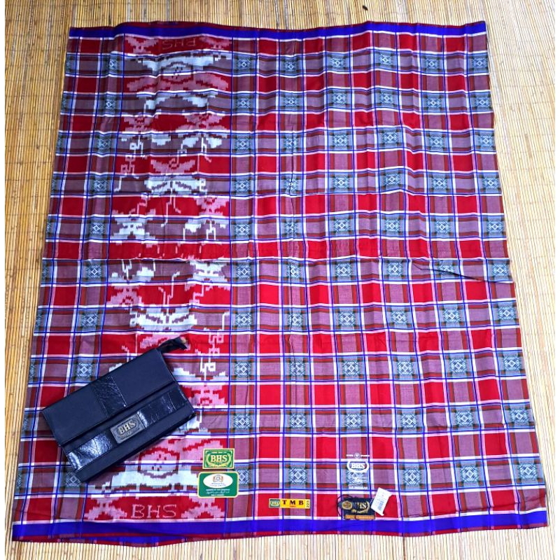 Sarung BHS Full Sutra Spunsilk TMB GOLD, Warna Merah & Hijau