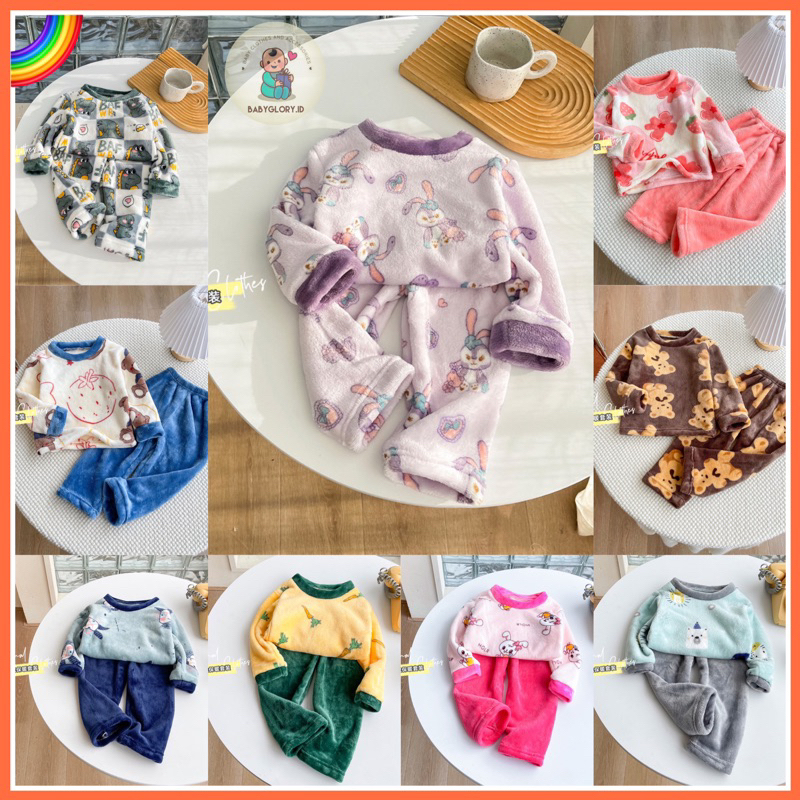 Setelan Lengan Panjang Premium Anak Laki Laki Perempuan Import / Setelan Piyama Anak Import / Baju Tidur Anak