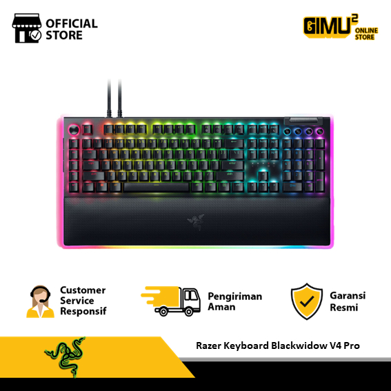 Razer BlackWidow V4 Pro - Keyboard Gaming Mekanik Full Size dengan Razer Mechanical Switches dan Wrist Rest Kulit Sintetis Magnetik