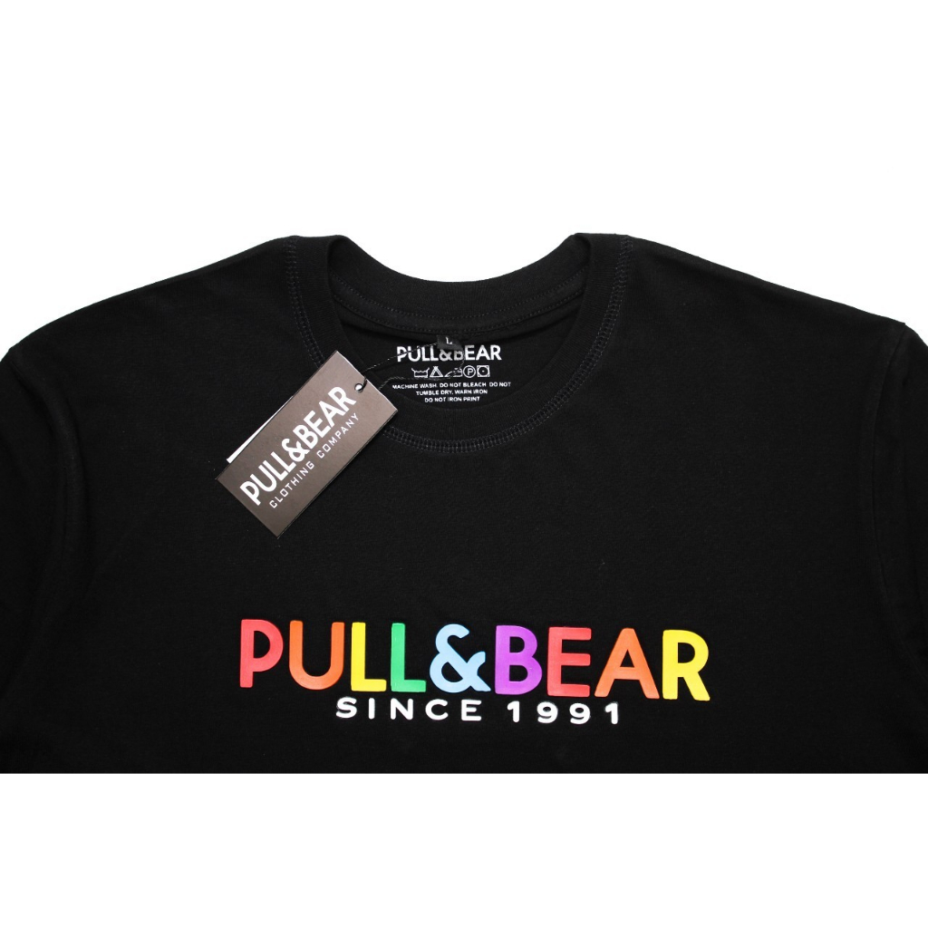 TURUN HARGA ! Champion Baju Kaos Distro CHAMPION Premium / T-Shirt CHAMPION / Baju Kaos Pria Lengan Pendek / Kaos Pull&amp;Bear Flocking Rainbow