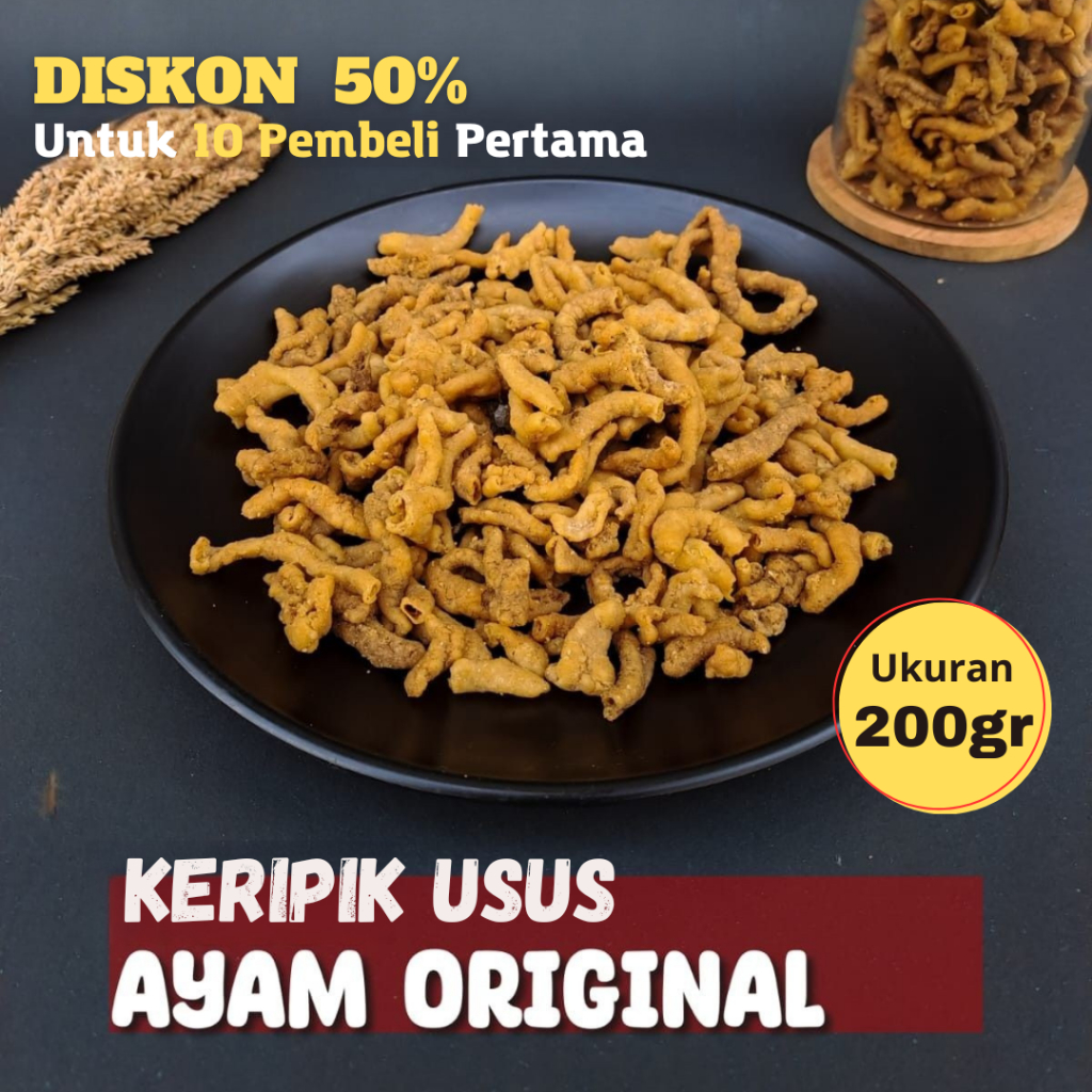 

KERIPIK USUS AYAM MAKANAN RINGAN KRIPSUS CAMILAN GURIH KEKINIAN 100 GRAM - 200 GRAM