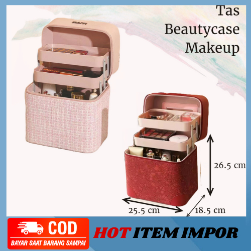 MB-B2284 Kotak kosmetik / Tempat Make Up / Beauty Case/2 Tingkat Mewah COD