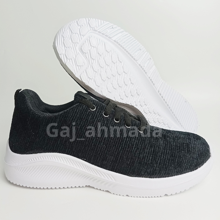 Sepatu Hitam Sekolah Rajut - Sepatu Kekinian Formal Pria - Sepatu Olahraga Wanita