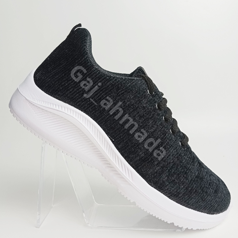 Sepatu Hitam Sekolah Rajut - Sepatu Kekinian Formal Pria - Sepatu Olahraga Wanita