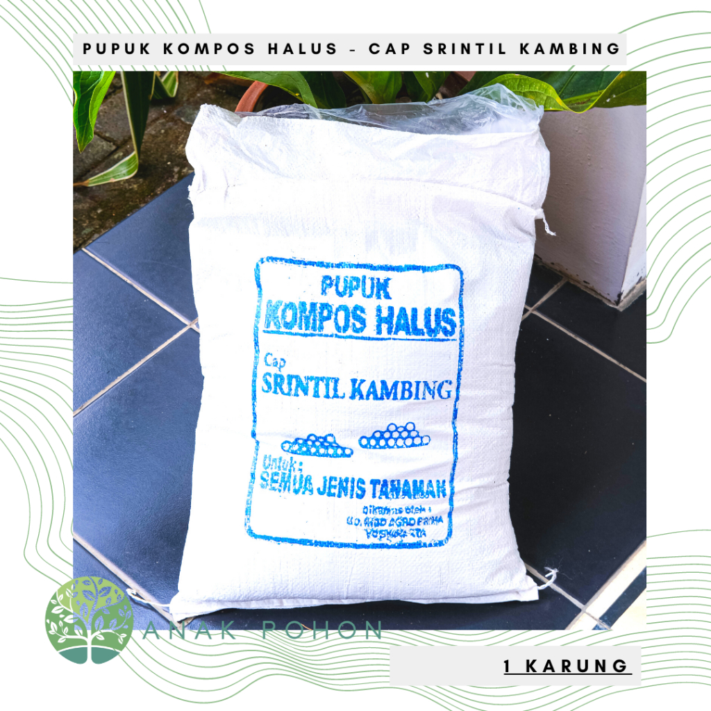 (1 KARUNG) Pupuk Kompos Halus CAP SRINTIL KAMBING untuk Segala Jenis Tanaman Indoor Outdoor