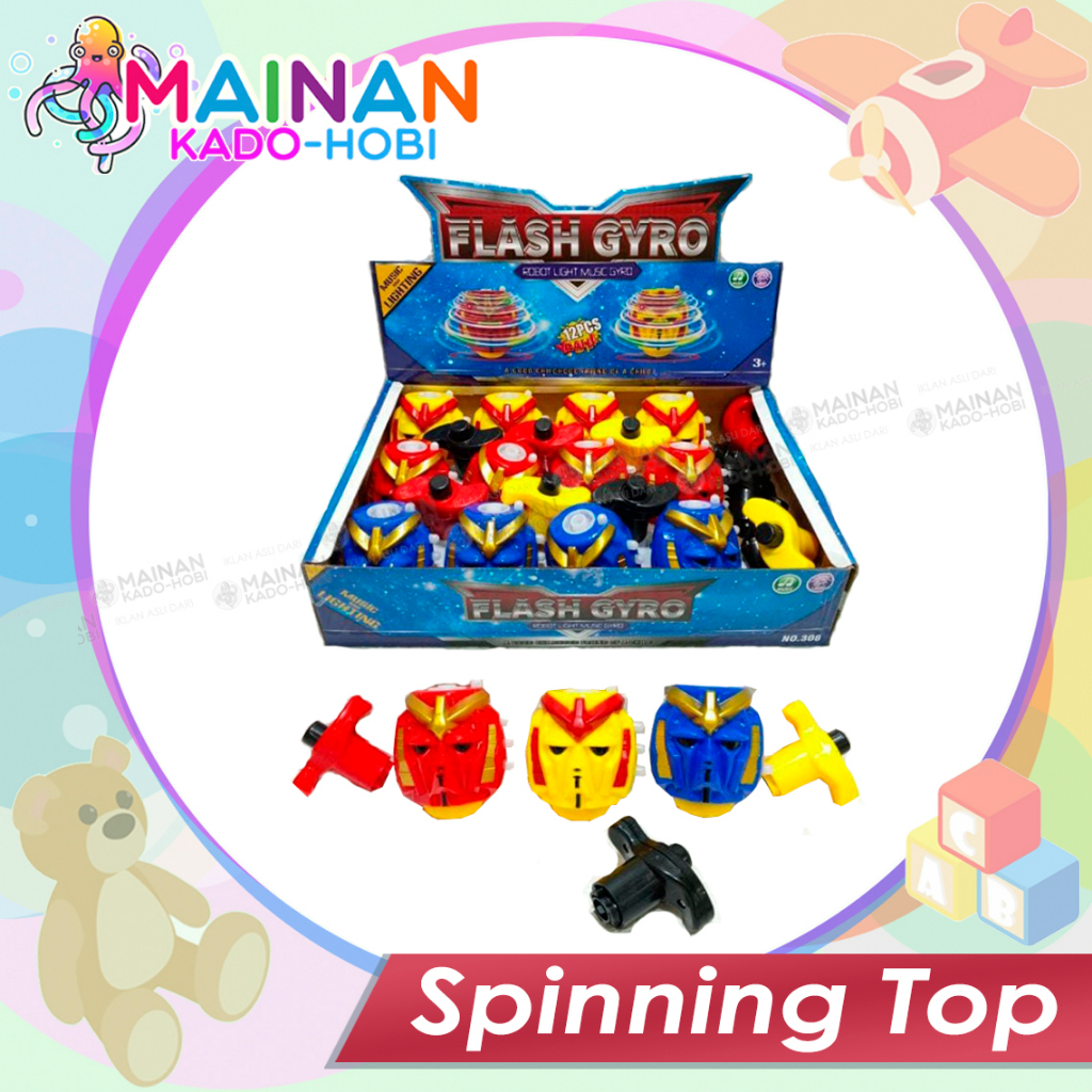 HADIAH MAINAN EDUKASI ANAK SPINNING TOP GASING LAMPU MUSIK GANGSING PUTAR SUPERHERO OPTIMUS BUMBLE BEE