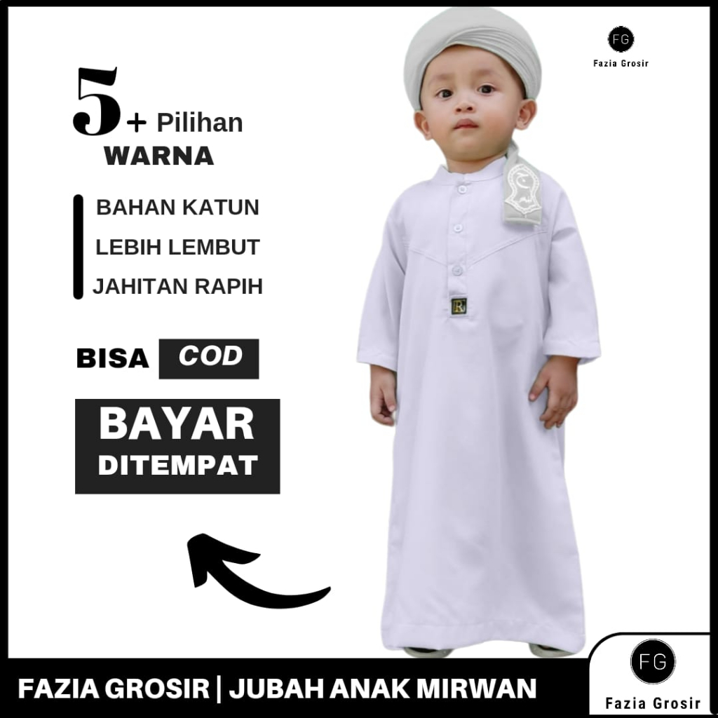 Jubah Anak MIRWAN by RAINAN ORI / Jubah Anak Terbaru 2023 / Jubah Anak Lengan Panjang / Gamis Anak Laki Laki / Jubah Anak Usia 1-13 tahun / Baju Koko Muslim Anak Laki Laki