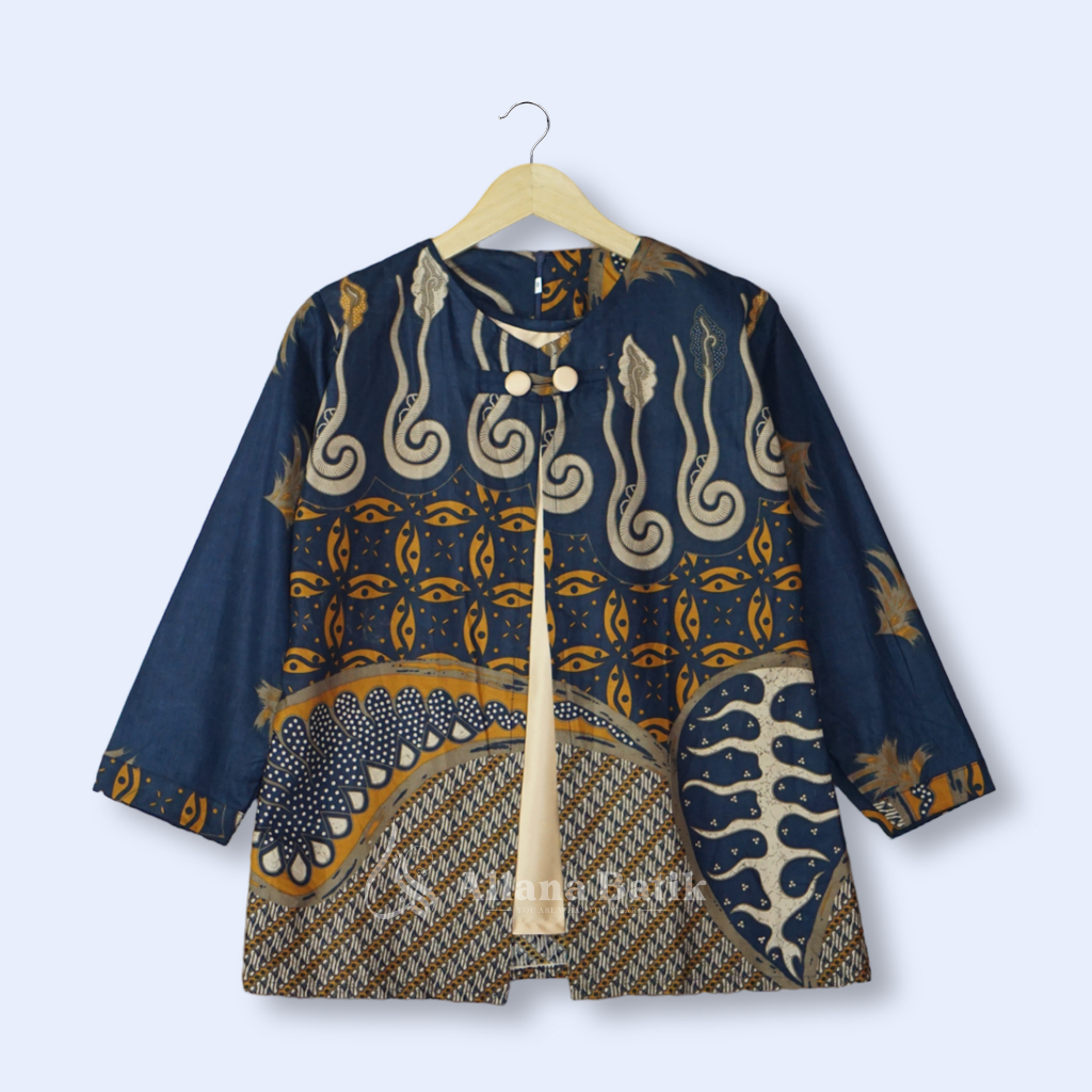 Batik Wanita 2in1 Blouse Dan Outer Batik Wanita Modern Kancing Depan Blouse Mawar By Batik Allana