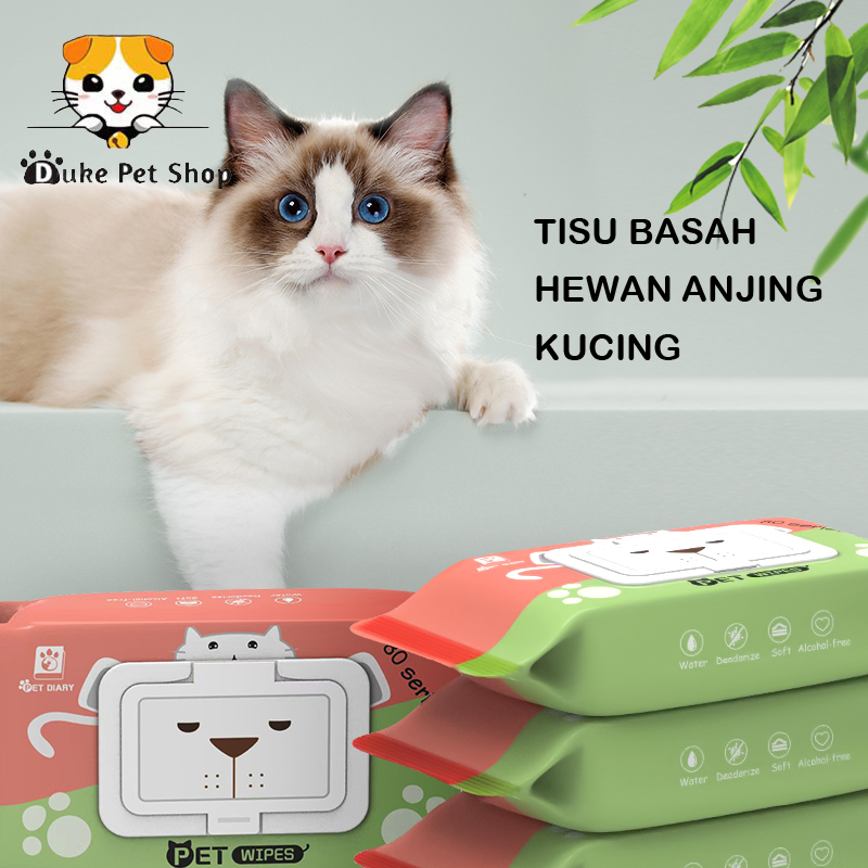 PET DIARY Tisu Basah Hewan Anjing Kucing Grooming Hewan Murah Handuk 80Pcs/Bungkus