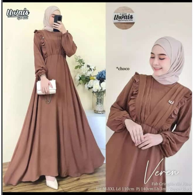 GAMIS WANITA VEREN DRESS BO BAHAN CRINKLE AIRFLOW SIZE M L XL DAN XXL LD 100 - 120 CM PB 140 CM GAMIS WANITA TERBARU 2023 KEKINIAN / DRESS CRINKLE WANITA JUMBO / MAXY DRESS WANITA JUMBO / FASHION MUSLIM MODERN