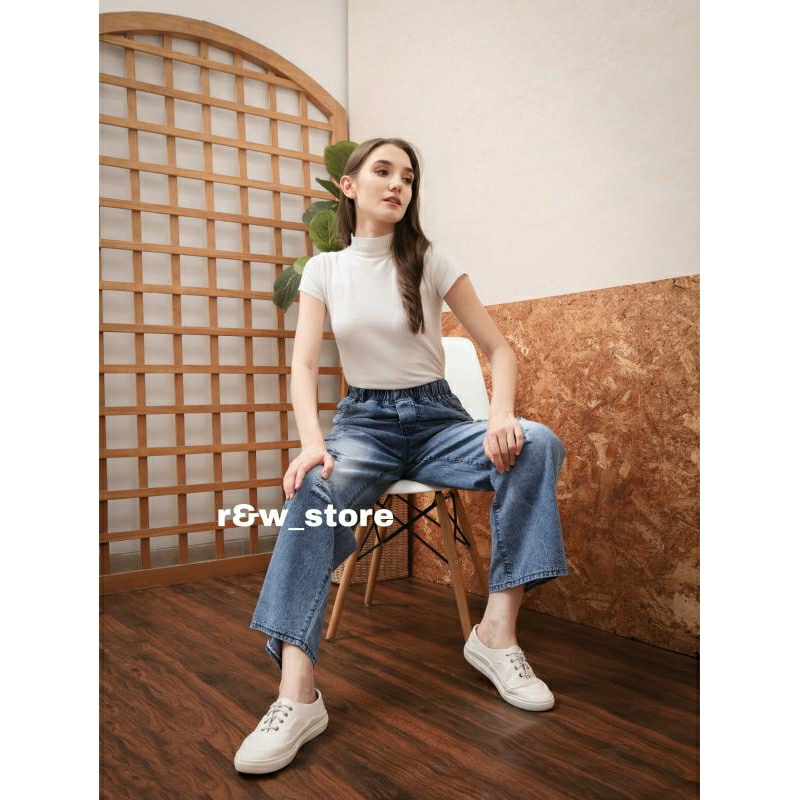 CELANA WANITA KULOT JEANS HIGHWAIST KULOT JEANS SOBEK DEWASA