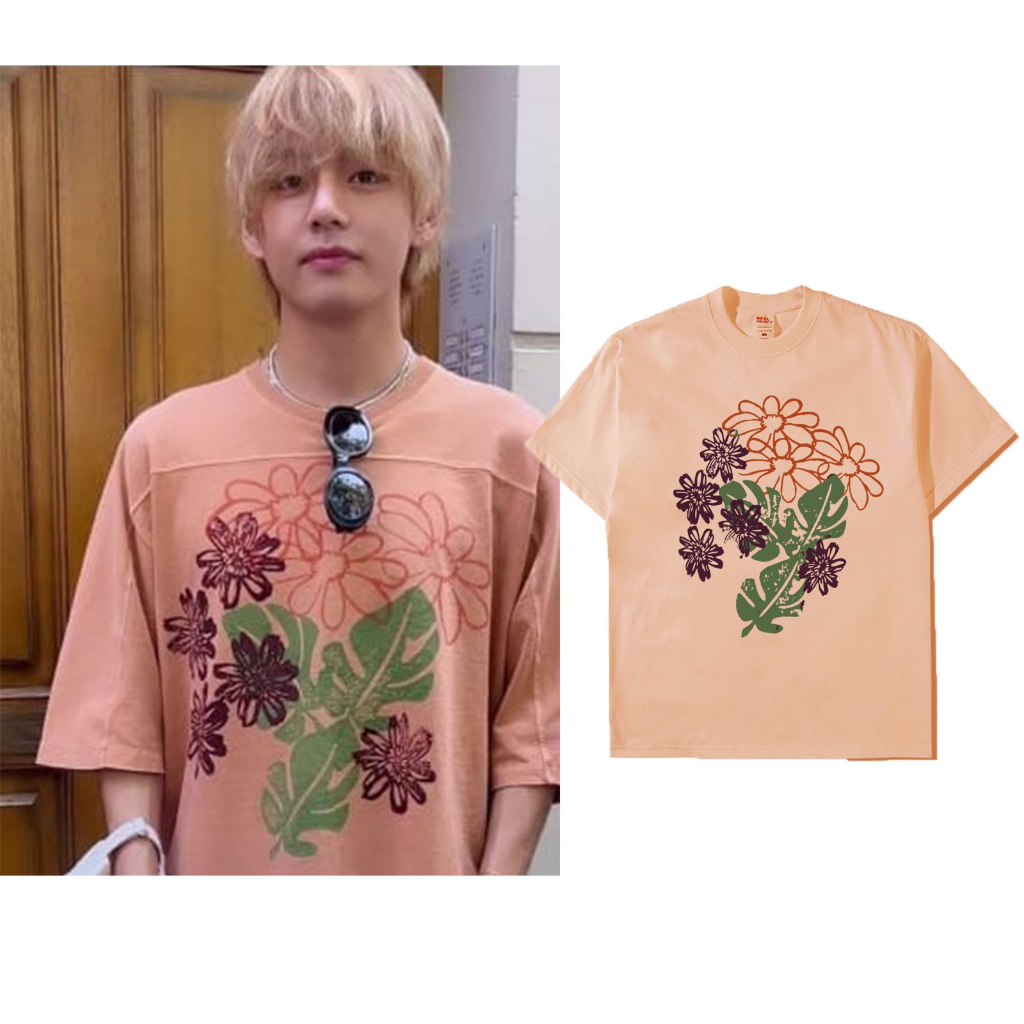 Kaos Bangtan V Bunga daun rame