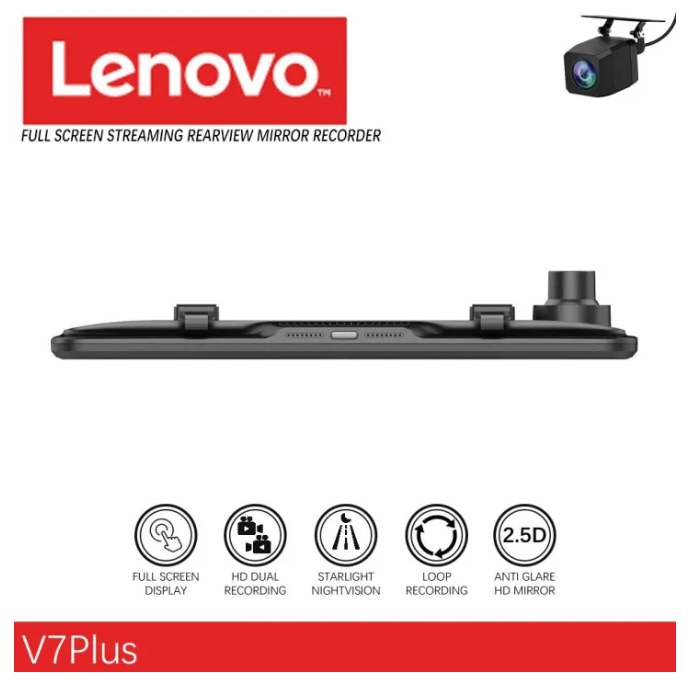 Lenovo V7 Plus Pro Dash Cam 3K Full HD Car DVR Mobil Kamera Spion