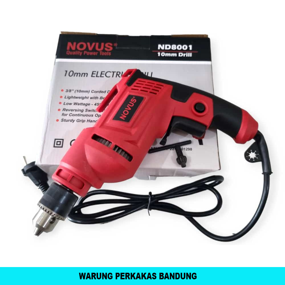 NOVUS Mesin Bor Bolak Balik 10mm Bor Listrik Besi Kayu Baja Ringan Garansi Resmi