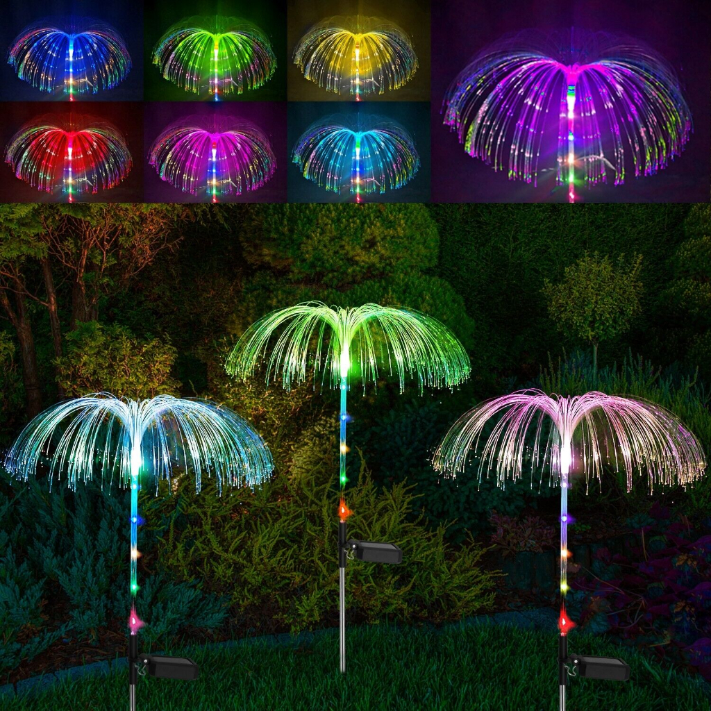 Lampu Taman LED Solar Berubah 7 Warna Tahan Air Lampu Kembang Api / Lampu Solar Outdoor Bunga Solar Jellyfish Light