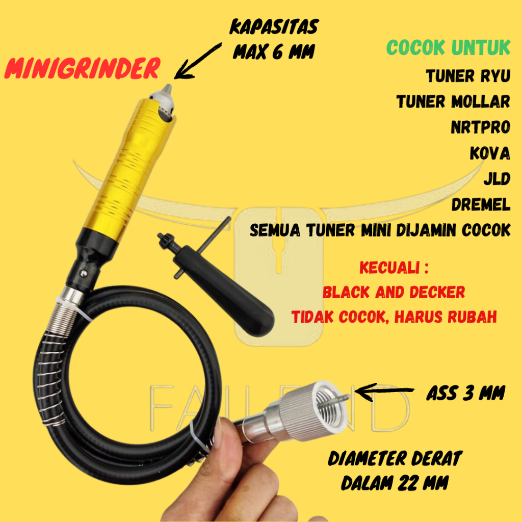 Mesin Bor Tuner Foredom Handpiece Kabel Flexible Flexibel Cuner Cnc 6mm