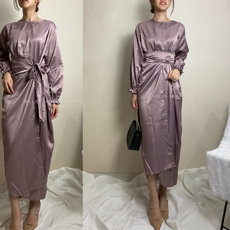INARA Dress Lilit Satin Premium - Dress Gamis Bumil Busui - Dress Kondangan Wisuda Acara