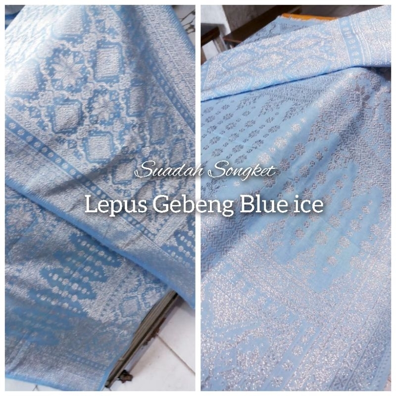 SONGKET PALEMBANG MOTIF LEPUS HALUS GEBENG BLUE ICE ORIGINAL