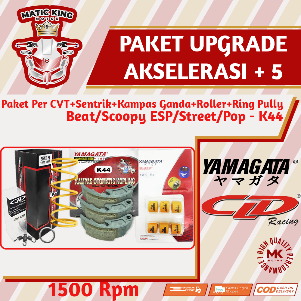 Paket Per CVT + Sentrik + Roller Kampas Ganda Honda Scoopy Beat Genio Deluxe Vario Spacy Karbu Fi ESP 110 CLD YAMAGATA 1000/1500 RPM