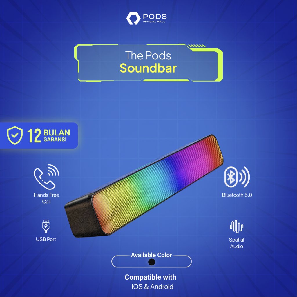 [NEW RELEASE] ThePods Soundbar Bluetooth Speaker F-560LED - RGB 5 Colors LED Light Computer TV Phone TF Multifunction 5.0 Bluetooth Speaker by Pods Indonesia
