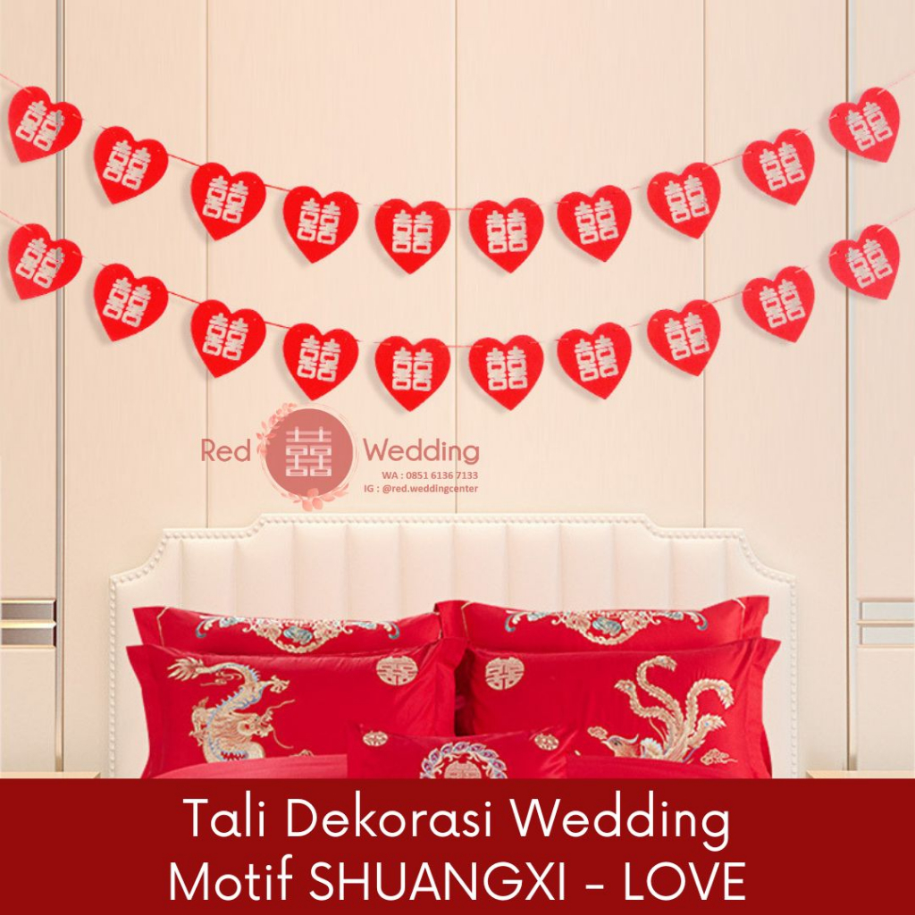 Dekorasi Hiasan Wedding Tali Shuang Xi Rumbai Love Dekor Kamar Tidur Ruang Tamu