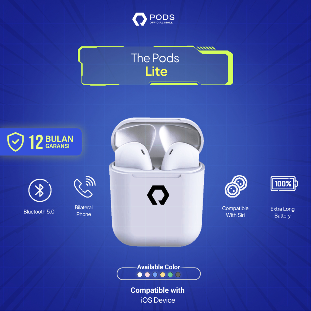 ThePods Lite 2024 Headset Bluetooth - Inpods 12 Macaroon True Wireless Stereo Earphone for IOS &amp; Android [Pop Up + Highest Version] - by PodsIndonesiaa