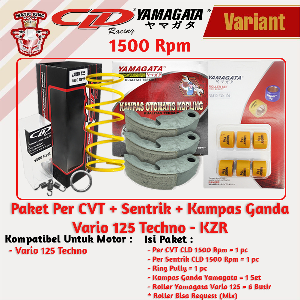 Paket Per CVT + Sentrik + Roller Kampas Ganda Honda Vario PCX ADV Fi ESP CBS ABS Techno Karbu 110/125/150/160 CLD YAMAGATA 1000/1500 RPM