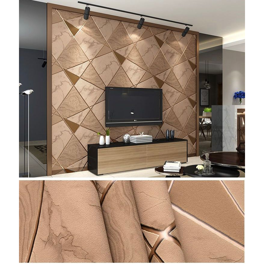 Wallpaper Sticker Dinding Ruang Tamu Motif Geometris 45cm x 10m