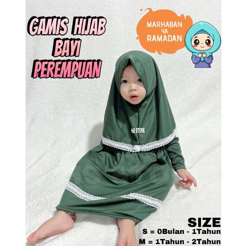 HARGA GROSIR !! GAMIS HIJAB BAYI PEREMPUAN / GAMIS ANAK PEREMPUAN FREE JILBAB TERMURAH