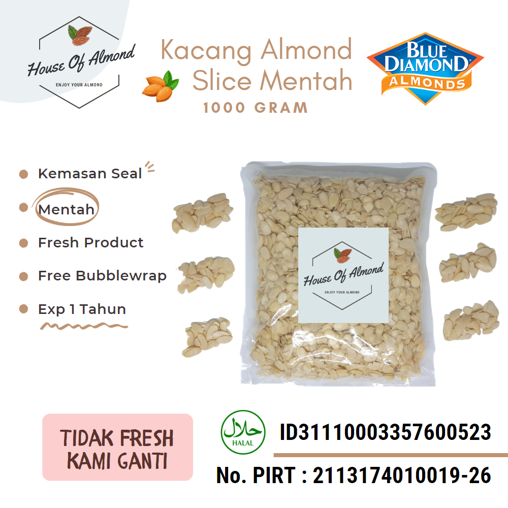 

Almond Slice Premium Blue Diamond 1kg (Mentah)