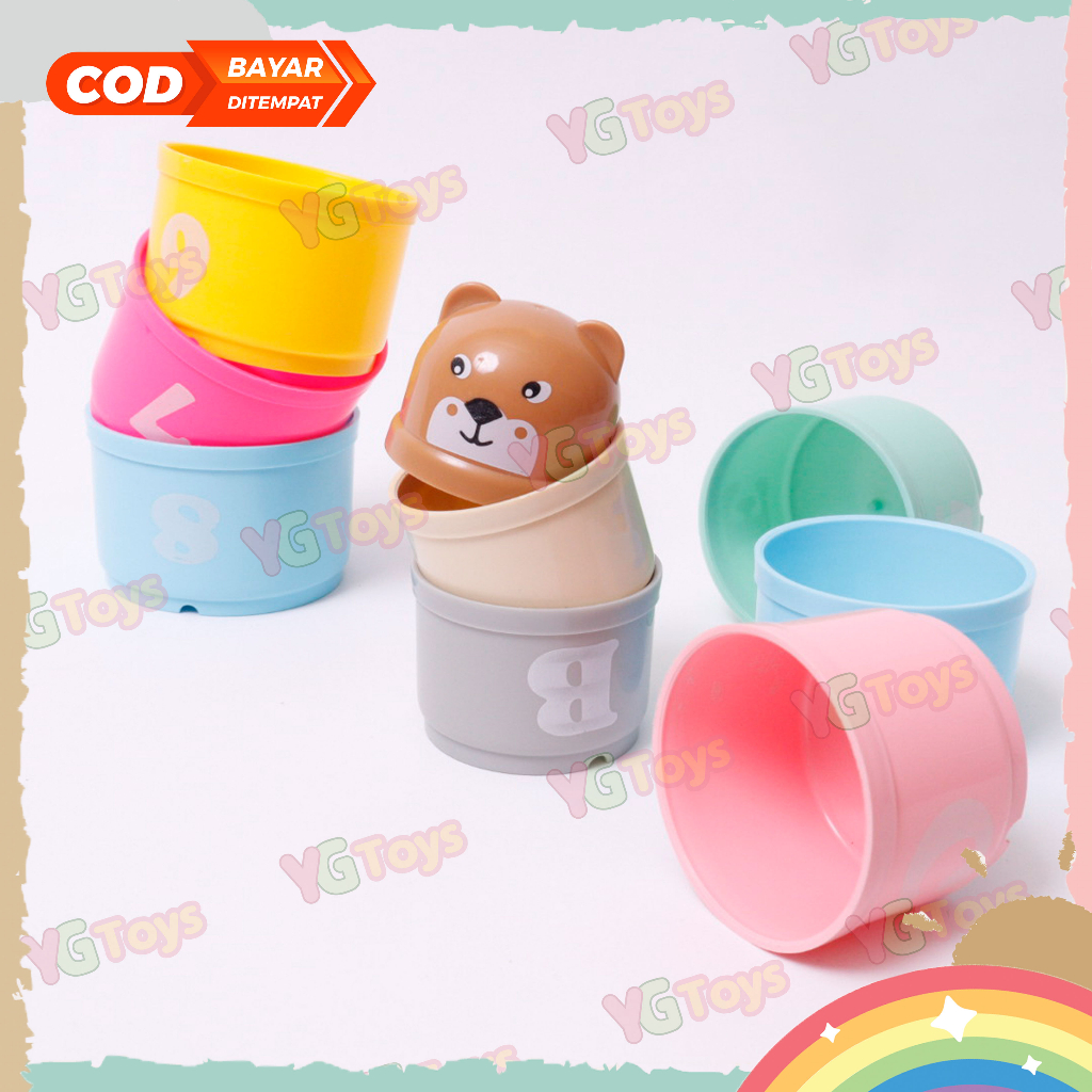 YGtoys Mainan Stacking Cup Menyusun Gelas Susun Warna Edukasi 9 PCS