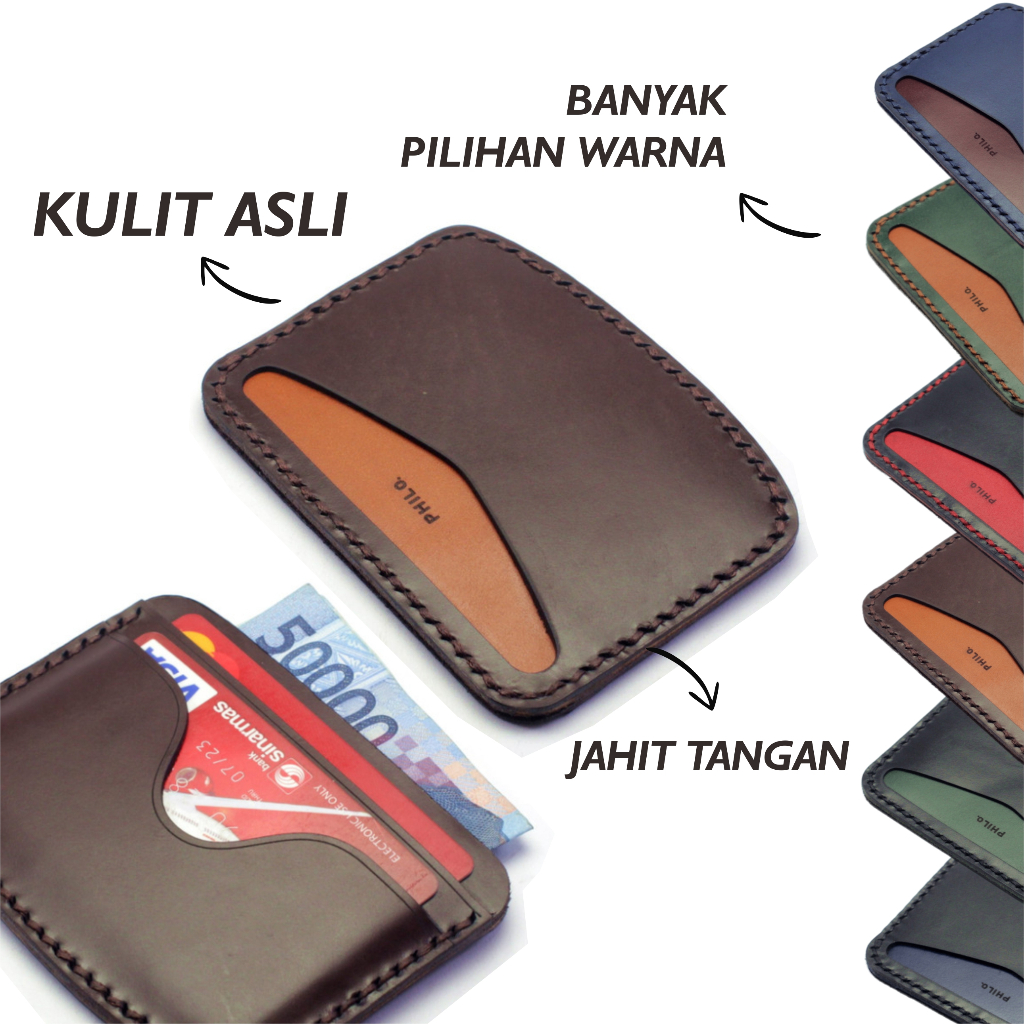 Dompet Kartu Dua Warna Card Wallet - Slim Wallet Jahit Tangan