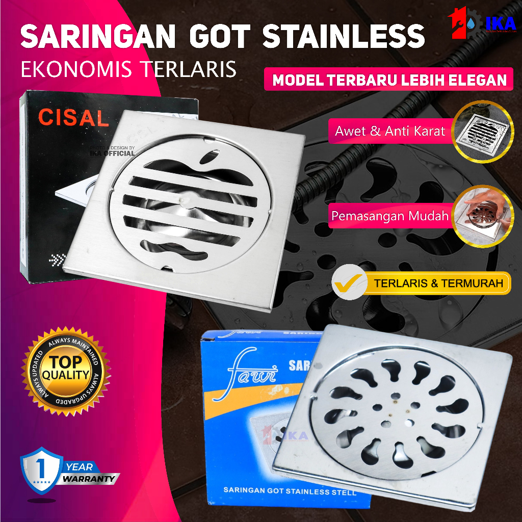 IKA SARINGAN GOT SUS 304 STAINLESS STEEL FULL ASLI / ANTI KARAT 100% PEMBUANGAN AIR GOT KAMAR MANDI