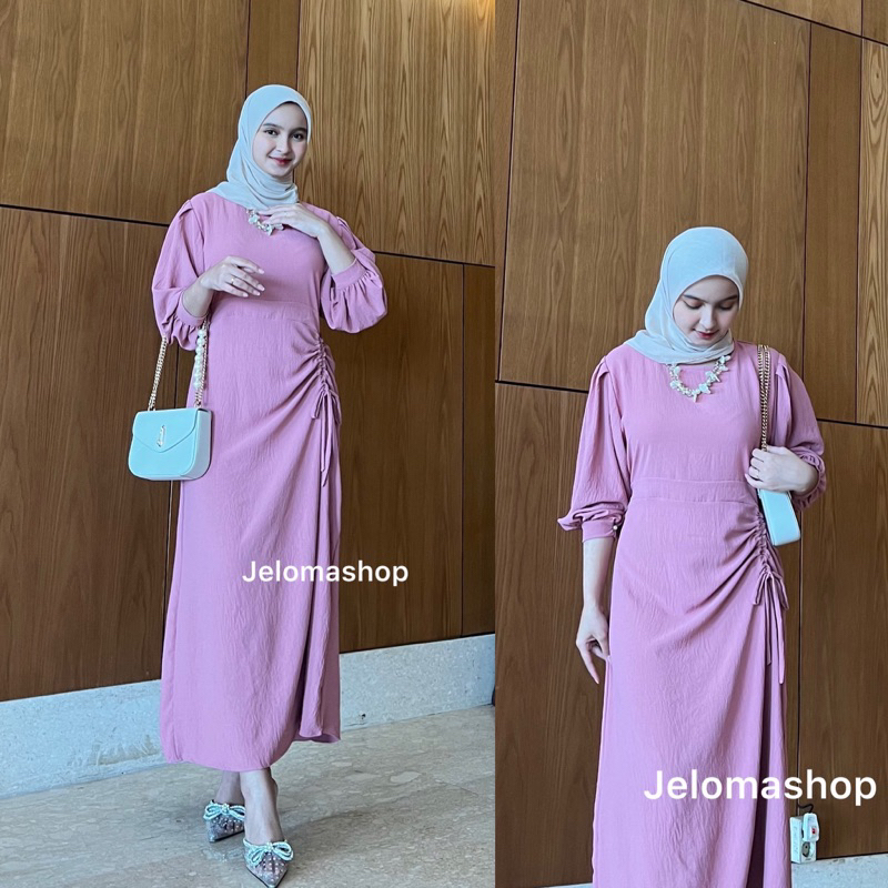 Niken dress serut aktif crinkle airfllow terbaru