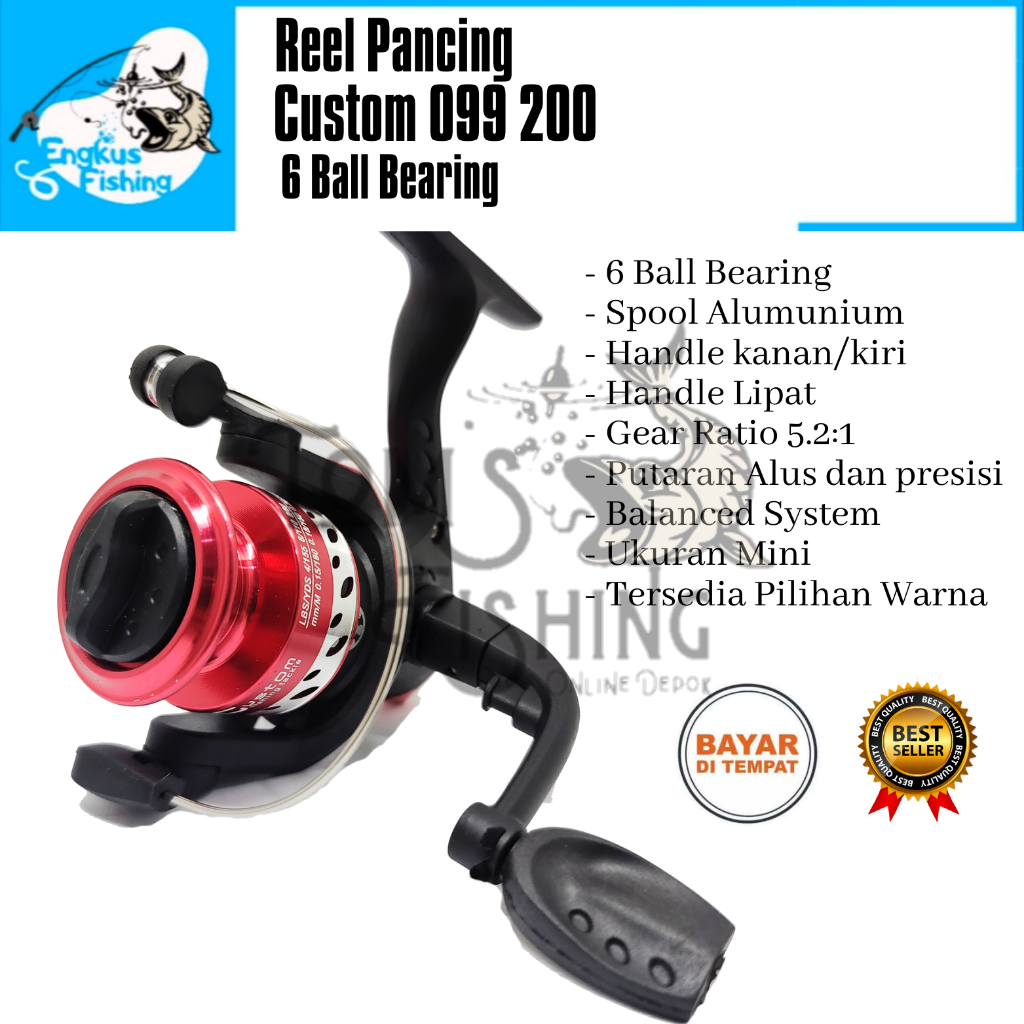 Reel Pancing Custom 099 200 Spool Alumunium (6 Bearing) Super Strong Murah - Engkus Fishing