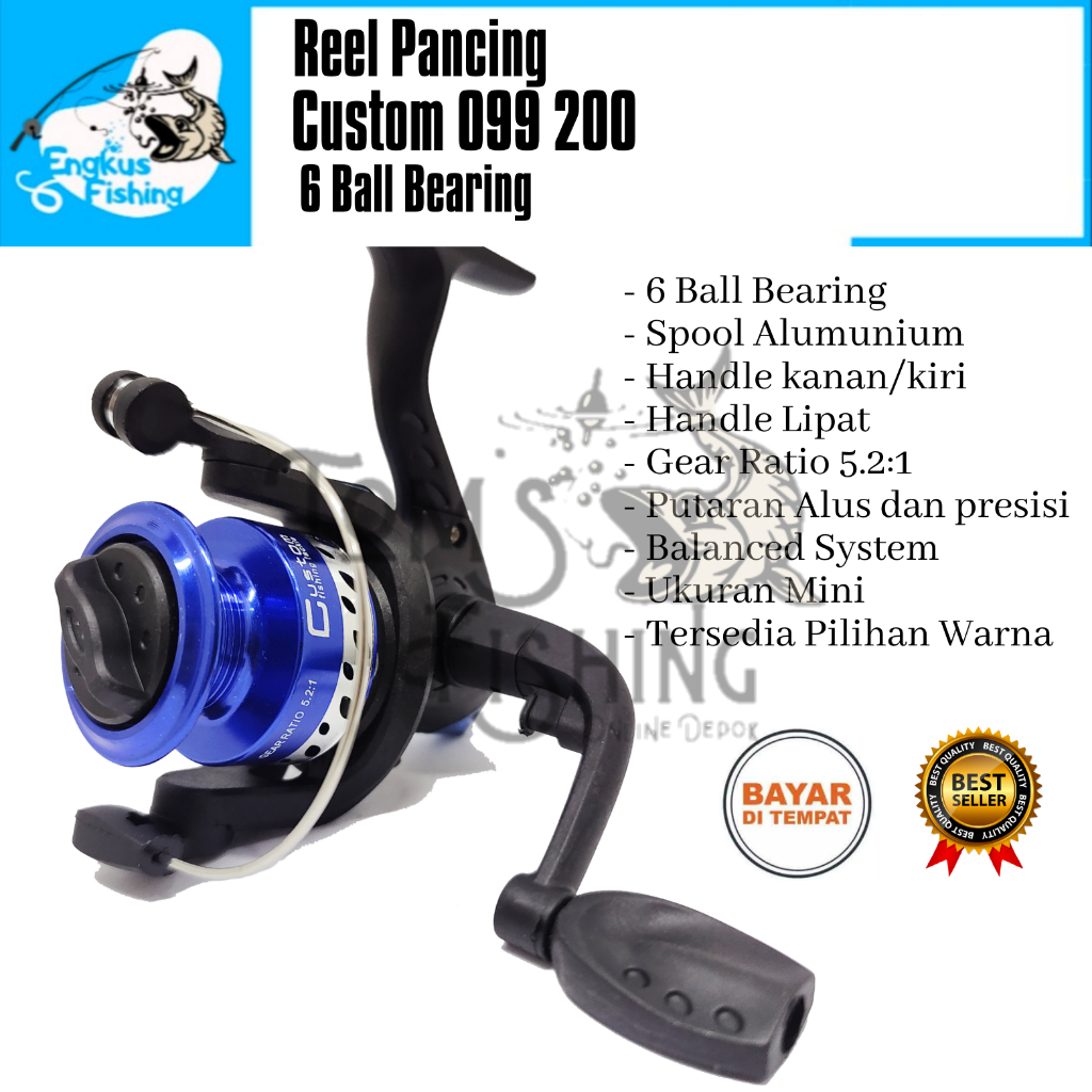 Reel Pancing Custom 099 200 Spool Alumunium (6 Bearing) Super Strong Murah - Engkus Fishing