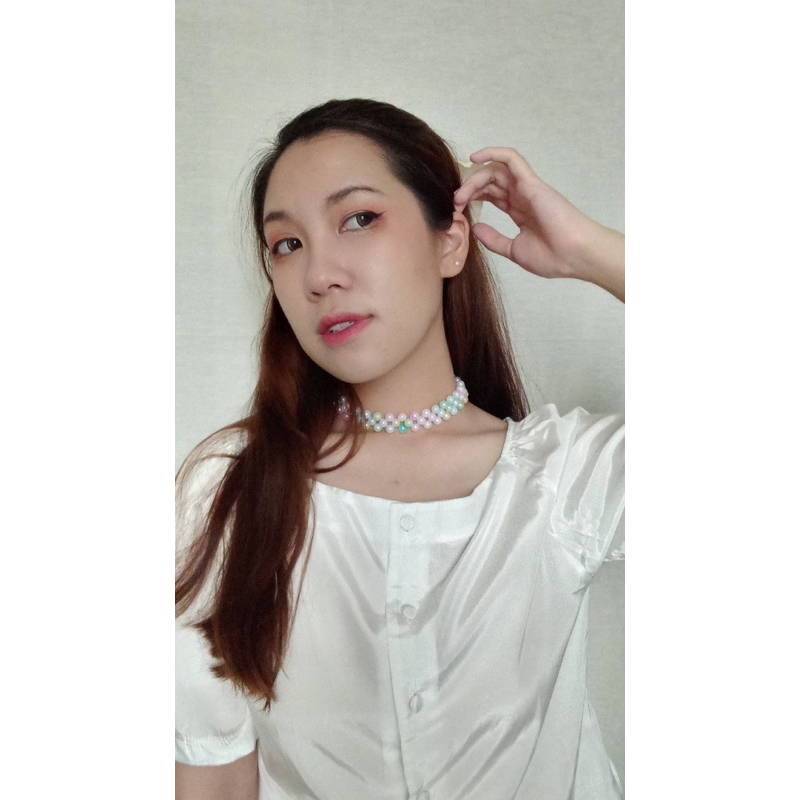 Wendy Gradient Pearl Choker Necklace Anyam Kalung Mutiara Gradiasi Korea