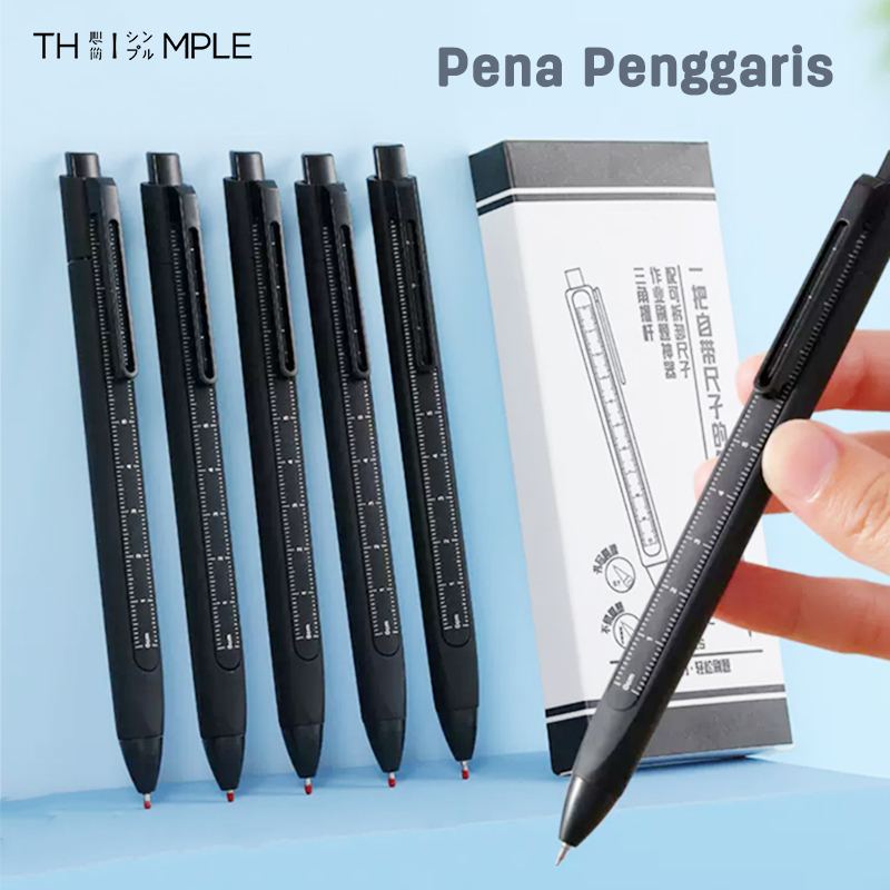 

Pulpen penggaris Gelpen with Ruler warna hitam 0.5mm-THIMPLE