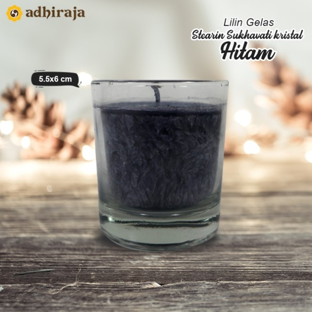 Lilin Hitam Gelas Dekorasi Hiasan Sterain Marble Kristal Sukhavati