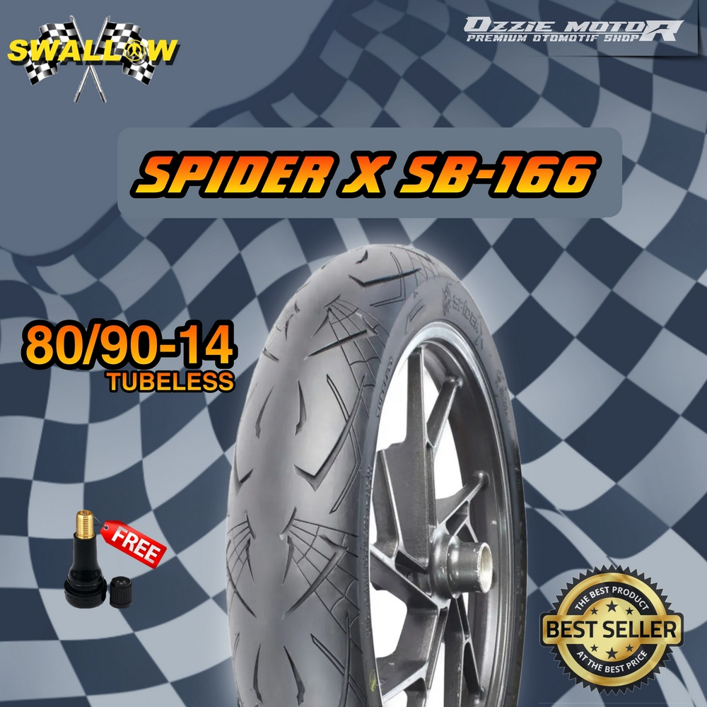 SWALLOW SPIDER X SB-166 BAN TUBELESS RING 14 UKURAN 80/90-14 &amp; 90/90-14 BAN MATIC BEAT VARIO MIO LEXY