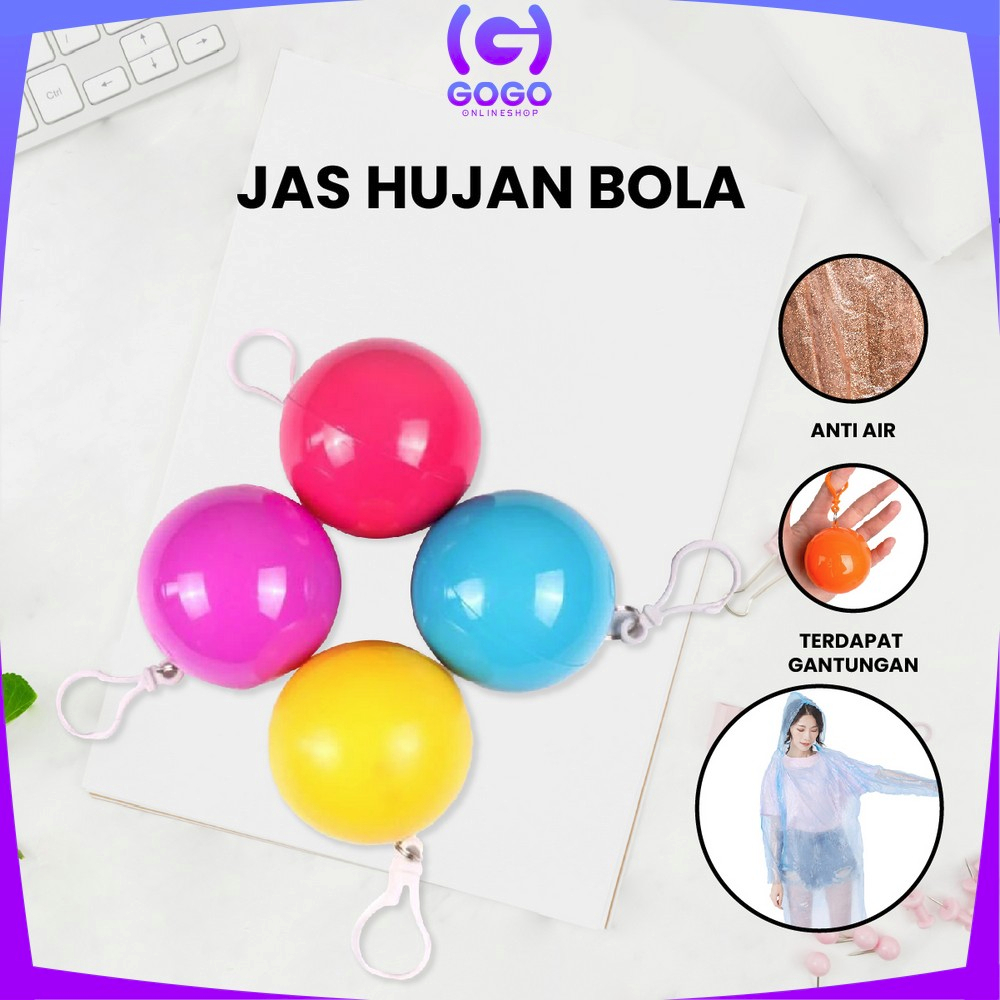 GOGO-C853 Jas Hujan Bola Plastik Gantung Warna Warni Anti Air / Jas hujan Konser Raincoat Travel Portable Dengan Gantungan Bola Kunci