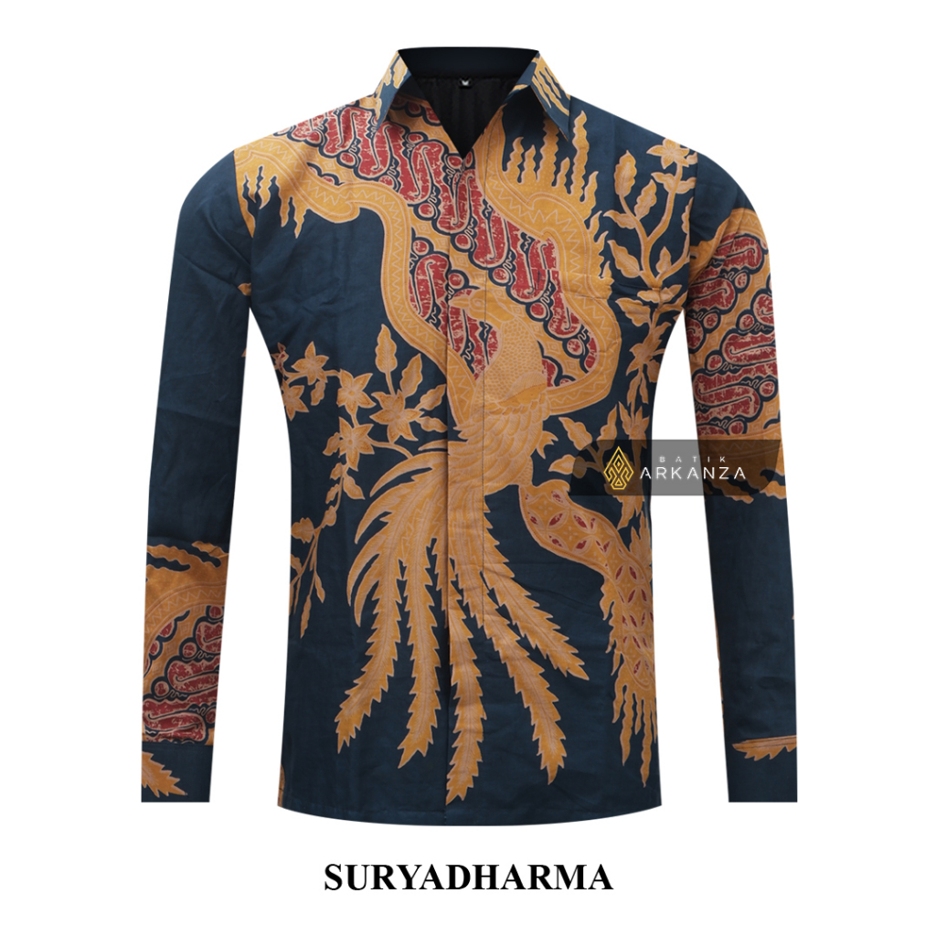 BATIK ARKANZA Motif SURYADHARMA Hem Atasan Kemeja Baju Batik Pria Cowok Laki Laki Slimfit Full Lapis Furing Lengan Panjang Lengan Pendek Original Asli