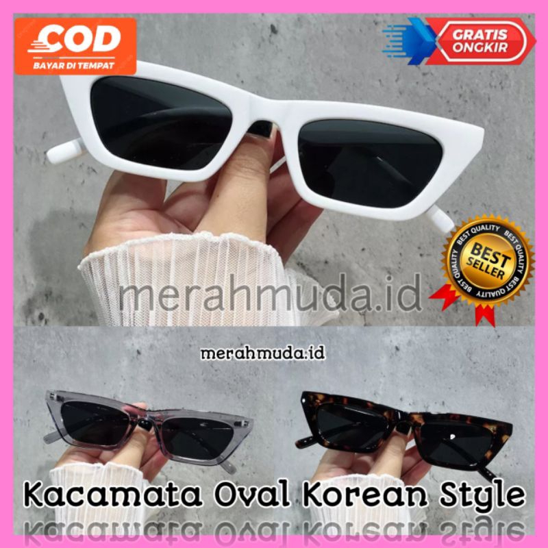 Kacamata Hitam Oval Cat Eye GM05  Kaca Mata Kucing Wanita dan Pria Korean Style Fashion Viral Terlar