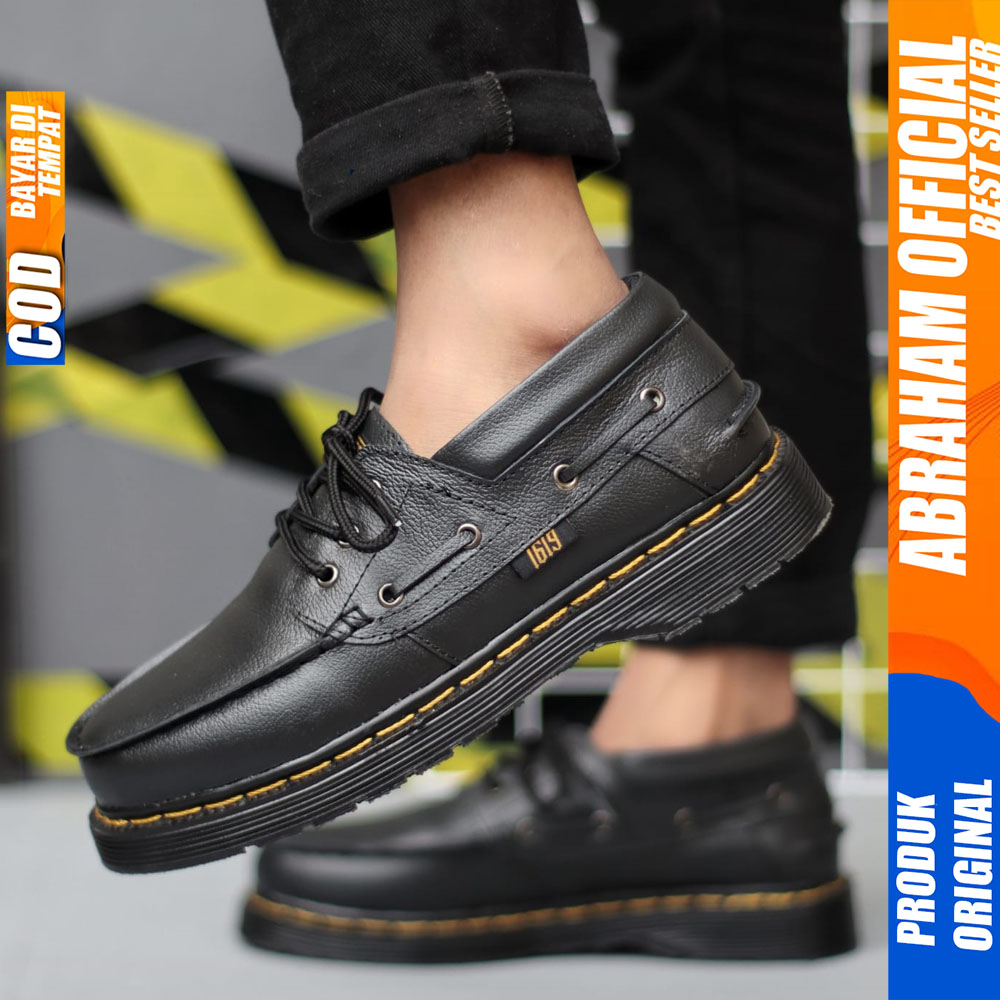 Sepatu Pantofel Formal Docmart Casual Kulit Hitam Pria