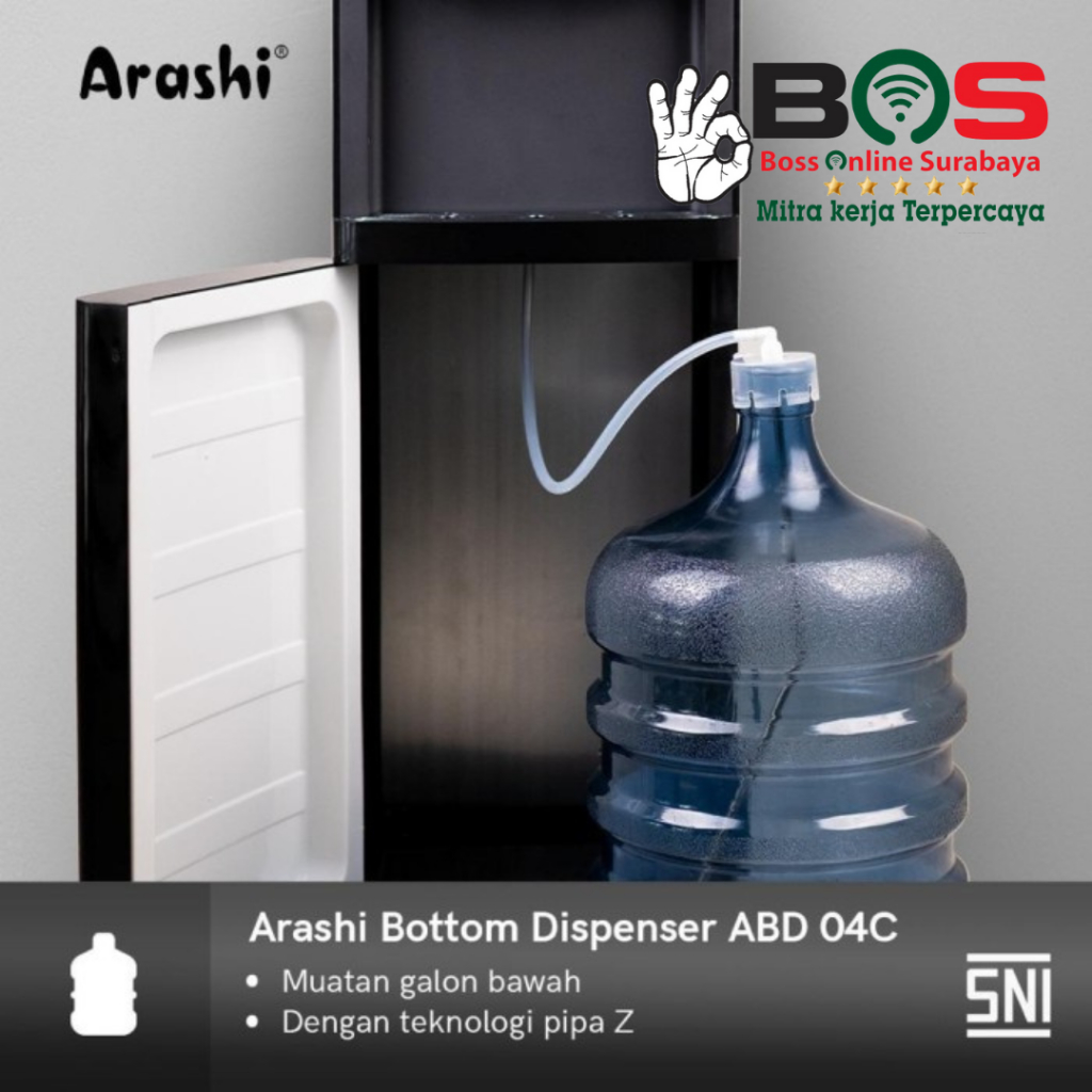 Arashi Dispenser ABD 04C Galon Bawah ABD-04C Panas Normal Dingin 400 Watt