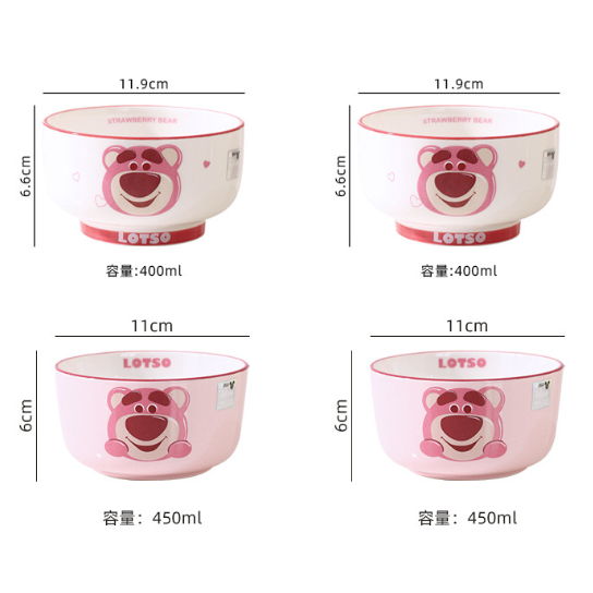 Mangkok Keramik Set Bowl isi 2 Pooh Lotso Mickey Minnie