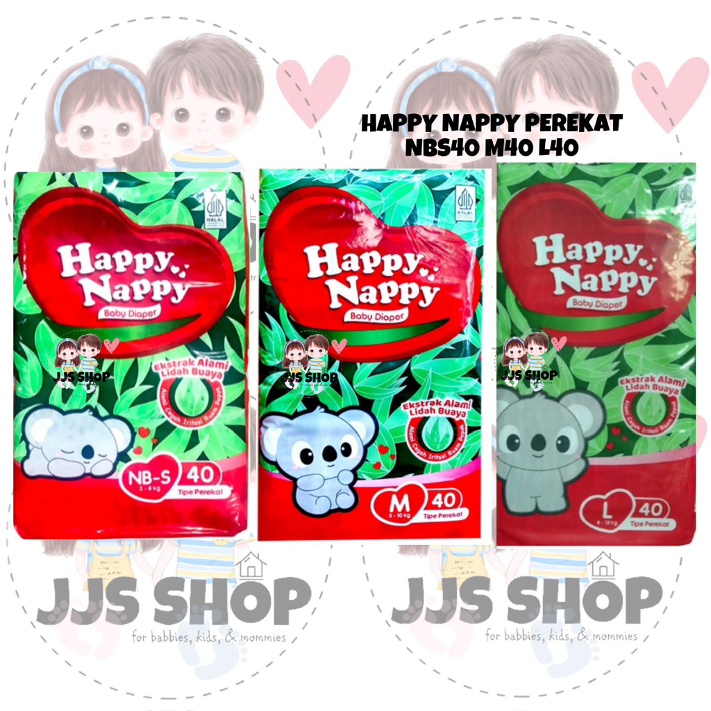 HAPPY NAPPY TAPE NBS40 M40 L40 POPOK PEREKAT ANAK BAYI SEKALI PAKAI